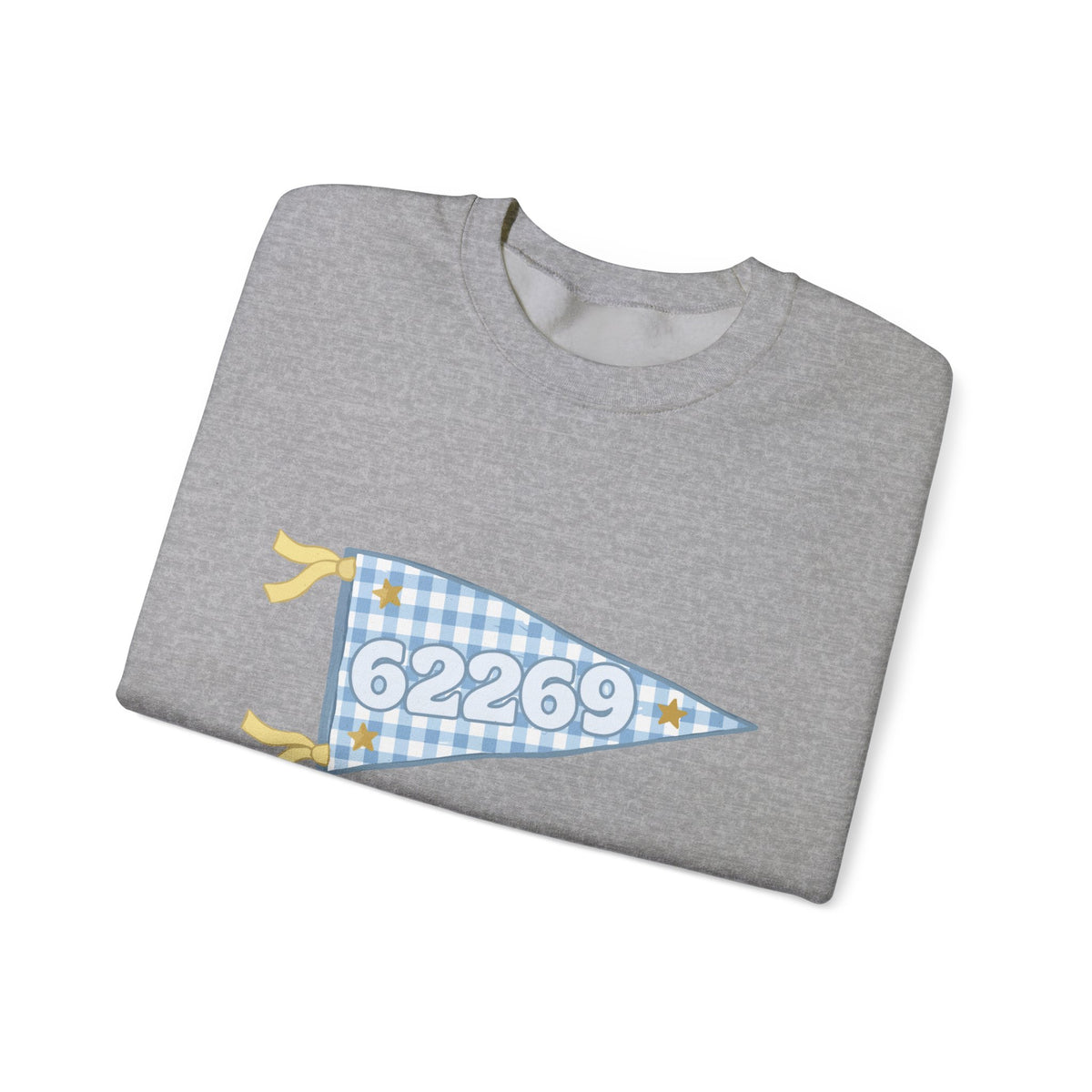 62269 Gingham Plaid Pennant Crewneck