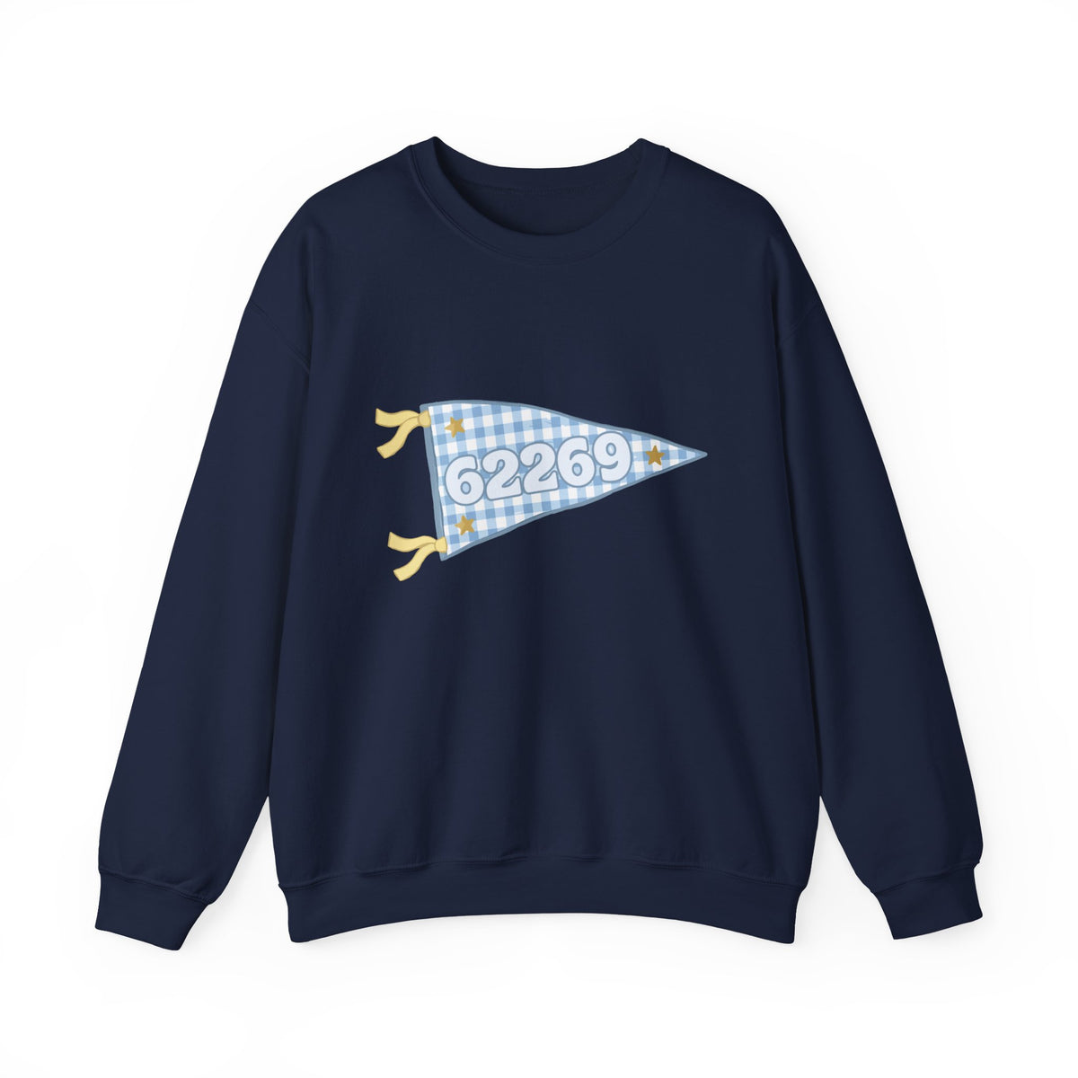 62269 Gingham Plaid Pennant Crewneck